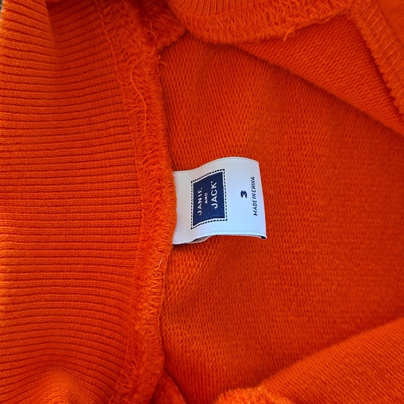 Janie & Jack Orange Sweatshirt With White Lace Detail On Sleeves, Girls Size 3 - Picture 2 of 9